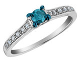 1/3 Carat (ctw) Blue & White Diamond Ring in Sterling Silver 